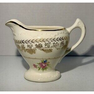 VINTAGE (FLORAL) CREAMER BY STETSON CHINA CO. 22KT GOLD Creamer Pink flowers